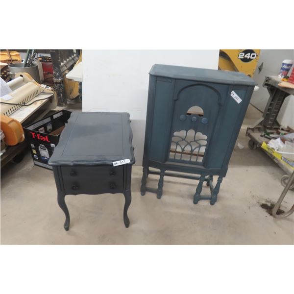 Painted End Table 22" x 27" x 18" & Radio Cabinet 38" x 23" x 12"