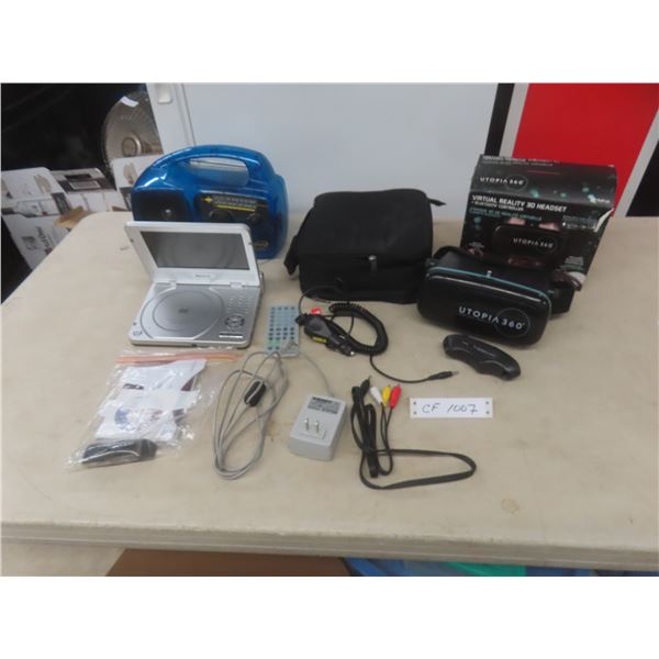Portable DVD Player, FreePlay Self-Powered Emergency AM/FM Radio (No Power Cord) & VR 3D Headset