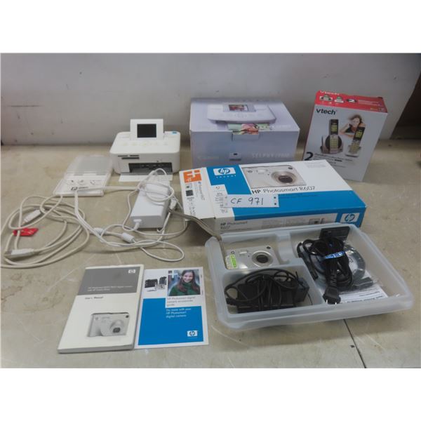 Canon Compact Photo Printer, VTech Cordless Phone, HP Digital Camera