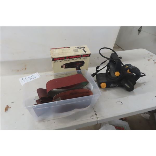 MasterCraft Belt Sander, Heat Gun & Sandpaper
