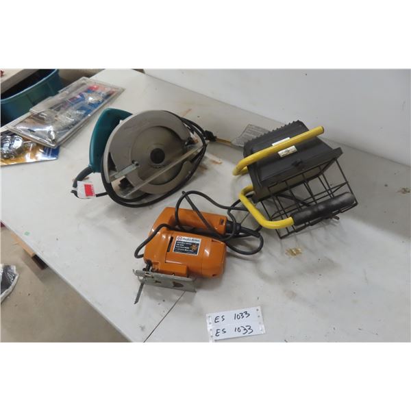 Makita Circular Saw, Black & Decker Jig Saw, Halogen Work Light