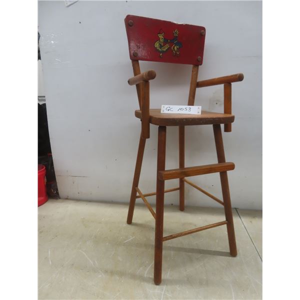 Antique Doll Wooden High Chair