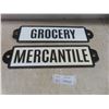 Image 1 : Two Metal Signs: Grocery & Mercantile 5 1/4" x 20"