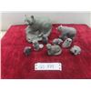 Image 1 : Nine Pieces Soapstone Style Carvings - Signed Walrus - One Missing Tusks