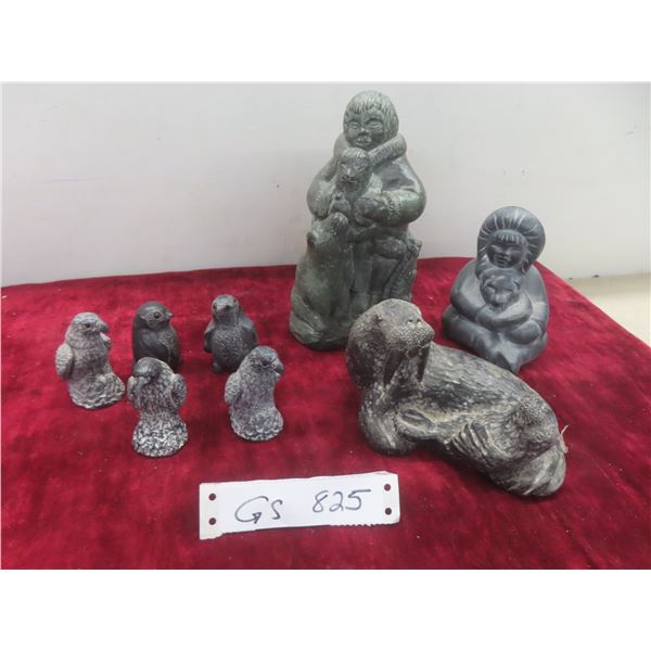 Eight Pieces Soapstone Style Carvings