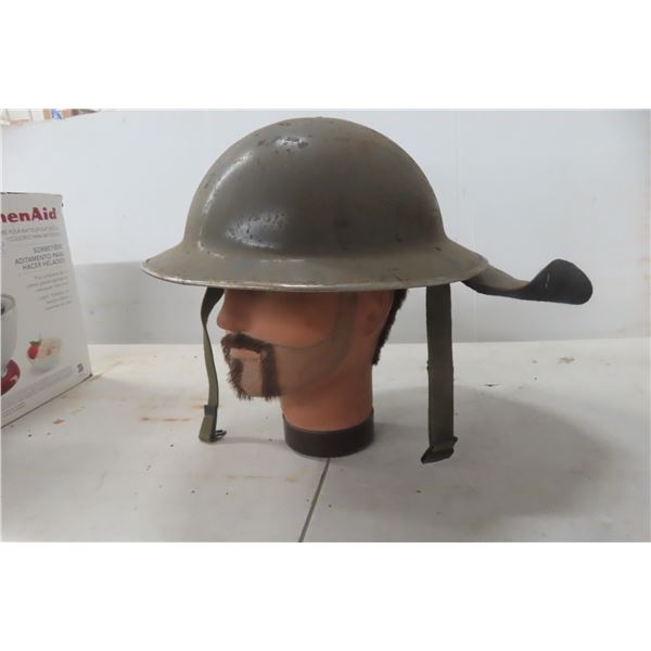 Canadian Military Helmet & Leather Neck Protector
