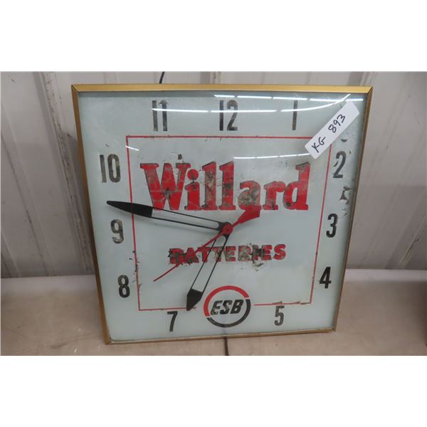 Willard Batteries Light-Up Clock 15  x 15 