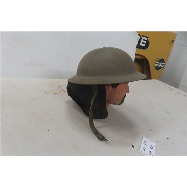 Canadian Military Helmet & Leather Neck Protector