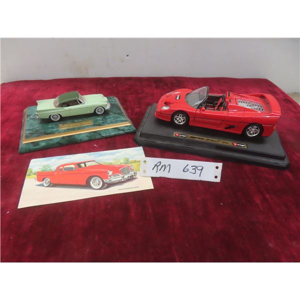 Burago 1993 Ferrari F50 1/24 Scale & 1957 Studebaker Silver Hawk Die Cast Cars