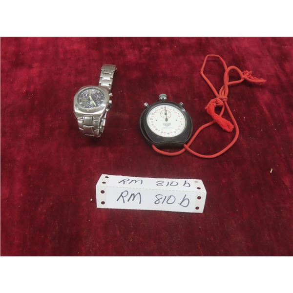 Citizen Solar Powered Chronograph Watch - Works & Vintage Heuer Trackmaster Stopwatch - Works