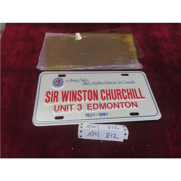 Vintage 1921-1991 Sir Winston Churchill Unit 3 Edmonton Army, Navy, Airforce License Plate