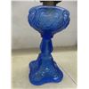 Image 5 : Vintage Aqua Desk Phone & Cobalt Blue Glass Oil Lamp with Chimney 20" High