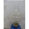 Image 7 : Vintage Aqua Desk Phone & Cobalt Blue Glass Oil Lamp with Chimney 20" High