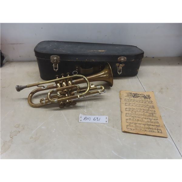 Vintage Brass Ambassador Trumpet by F.E. Olds & Co./Son with Case
