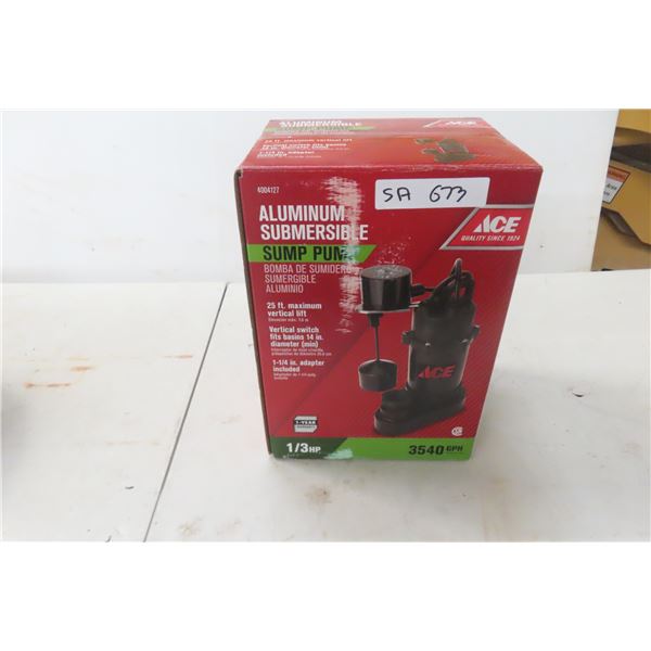 New Ace Submersible Sump Pump 1/3 HP