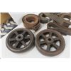 Image 3 : Assorted Vintage Flat Belts & Two Cast Iron Pulleys