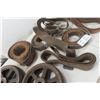 Image 4 : Assorted Vintage Flat Belts & Two Cast Iron Pulleys