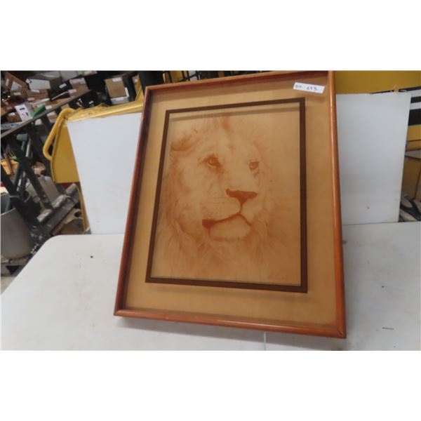 Glass Picture of Lion 25" x 31"