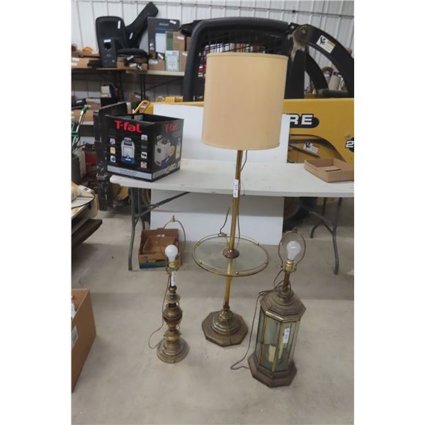 Floor Lamp/Stand Combo & Two Table Top Lamps