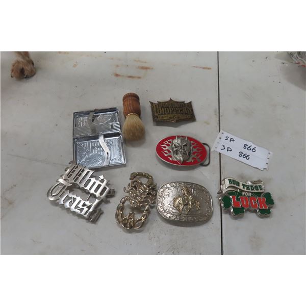 6 x Belt Buckles, Cigarette Container, and More