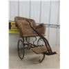 Image 15 : Antique Victorian Child-Sized Baby Carriage Rickshaw Pull Cart, Wood & Iron, Approx. 25" x 26" x