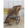Image 2 : Antique Victorian Child-Sized Baby Carriage Rickshaw Pull Cart, Wood & Iron, Approx. 25" x 26" x