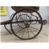 Image 4 : Antique Victorian Child-Sized Baby Carriage Rickshaw Pull Cart, Wood & Iron, Approx. 25" x 26" x