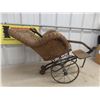 Image 9 : Antique Victorian Child-Sized Baby Carriage Rickshaw Pull Cart, Wood & Iron, Approx. 25" x 26" x