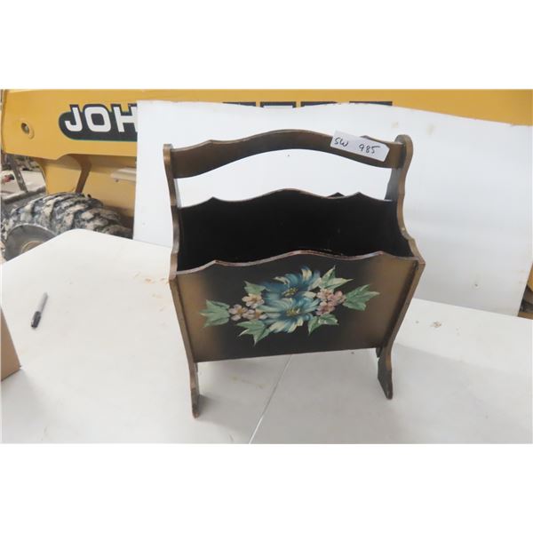 Magazine Rack Hand Painted Antique