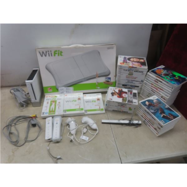 Wii Console with New Wii Fit Balance Board and Fifty-Three Games