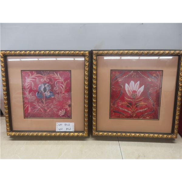Two 20  x 20  Bombay Company Floral Wall Décor Pieces