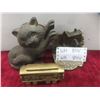 Image 1 : Cast Iron Cat Figurine, Brass Cottage/Horse Display, and San Francisco Cable Car