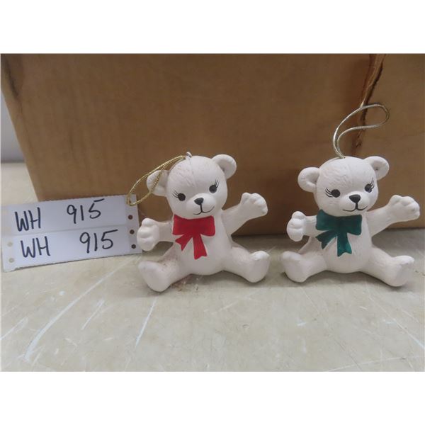 Twelve Christmas Teddy Bear Ornaments
