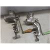 Image 4 : Two Vintage Meat Grinders, Antique Ice Tongs, and Auto Hitch