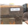 Image 12 : Antique Camelback Steamer Trunk with Decorative Metal Work 22" x 30" x 18"