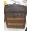 Image 7 : Antique Camelback Steamer Trunk with Decorative Metal Work 22" x 30" x 18"