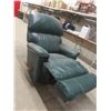 Image 10 : Lay-z-Boy Green Leather-Style Reclining Chair, Some Seat Damage