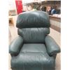 Image 6 : Lay-z-Boy Green Leather-Style Reclining Chair, Some Seat Damage