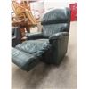 Image 8 : Lay-z-Boy Green Leather-Style Reclining Chair, Some Seat Damage