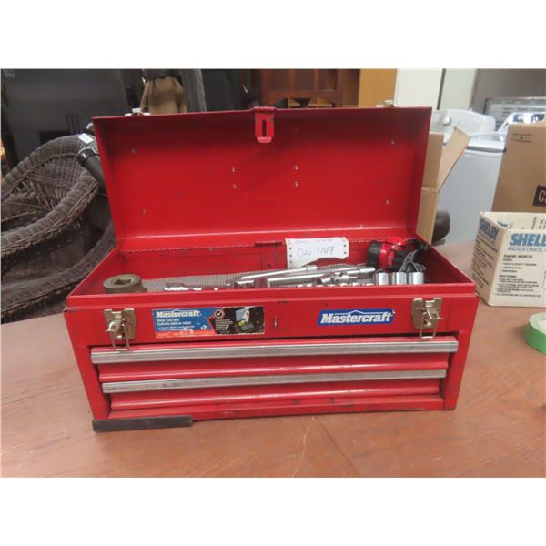Mastercraft Toolbox Loaded With Sockets, Extensions, Utility Knives, Flashlight, and More