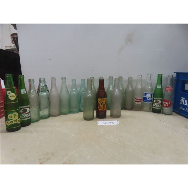 Twenty Soda Bottles Including Uptown, 2Way, Moores, Stubby, and More