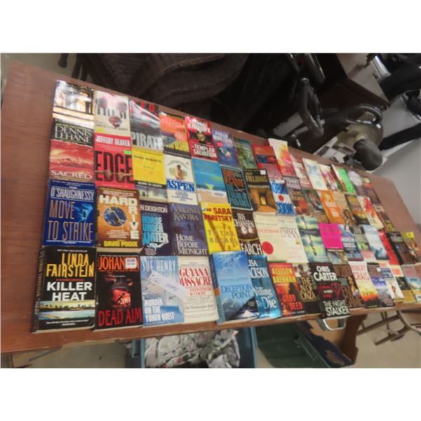 Sixty Paperback Books Including Nora Roberts, Ted Bell, PJ Tracy, and More