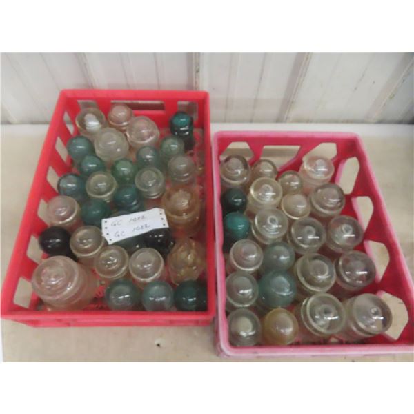 Insulators in Clear, Aqua, and Green, Various Sizes