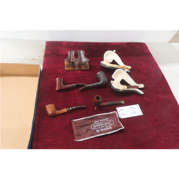 Six Smoking Pipes with Stands/Cases