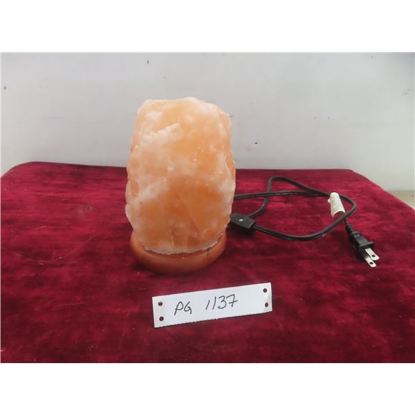 Hand-Carved Natural Pink Himalayan Salt-Glazed Lamp, Natural Air Purifier, 7" High, Working Order
