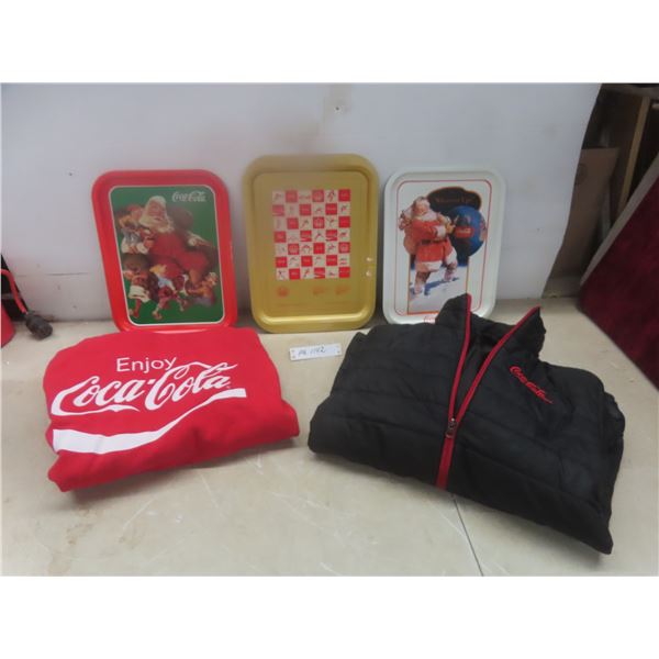 Coca-Cola Trays and Puffer Jacket (No Size Listed)/Hoodie (Large) All Zippers Functional