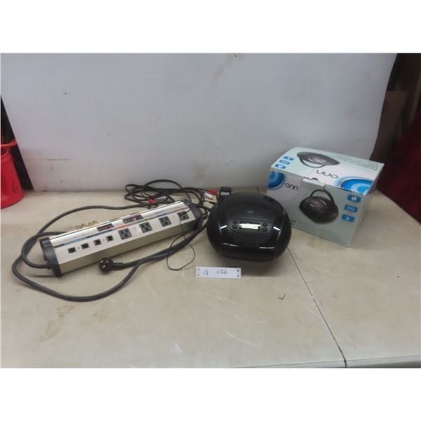 Onn Portable CD Boombox and Monster Power Bar