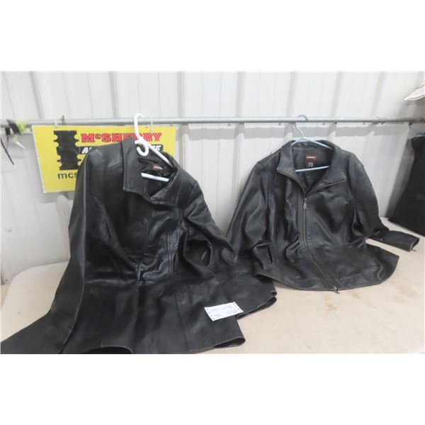 Two Black Leather Jackets by Danier