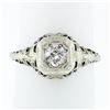 Antique Art Deco Petite 18k Gold European Diamond Filigree Floral Promise Ring