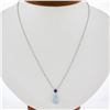 New 14k Gold 2.44 ctw Pear Aquamarine & Sapphire Pendant & Adjustable Cable Chai